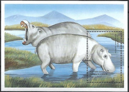 CONGO Republique: Hippopotame, Yvert N° BF 66E (MNH, **) - Hoftiere