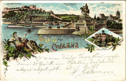 T2/T3 1899 (Vorläufer) Koblenz, Coblenz; Provinzial-Denkmal Kaiser Wilhelm I, Festung Ehrenbreitstein, Castorkirche, For - Ohne Zuordnung