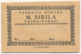 * T2/T3 Vatra Dornei, Dornavátra, Bad Dorna-Watra (Bukovina, Bukowina); Farmacia Romana M. Sibila / Pharmacy's Envelope  - Ohne Zuordnung