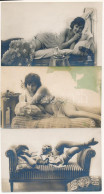 ** 3 Db Régi Francia Finoman Erotikus Képeslap / 3 Pre-1945 French Gently Erotic Postcards - Ohne Zuordnung