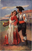 ** T1 Spanien / Spanyol Népviselet / Spanish Folklore. B.K.W.I. 973-6., Artist Signed - Ohne Zuordnung