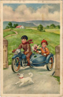 T2 Gyerekek Oldalkocsis Motorkerékpáron / Children In Sidecar Motorcycle. Erika Nr. 1270. - Non Classificati