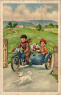T2 Gyerekek Oldalkocsis Motorkerékpáron / Children In Sidecar Motorcycle. Erika Nr. 1270. - Sin Clasificación