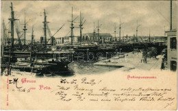 T2/T3 1898 (Vorläufer) Pola, Pula; Hafenpanorama / K.u.K. Kriegsmarine Port - Non Classés