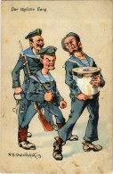 ** T2/T3 Der Tägliche Gang. K.u.K. Kriegsmarine Matrosenhumor / Austro-Hungarian Mariner Humour Art Postcard. C. Fano 19 - Ohne Zuordnung