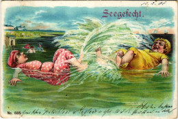 T3/T4 1901 Seegesecht / Tengeri Csata - Humoros Lap / Naval Battle. No. 685. Litho Humour (szakadások / Tears) - Ohne Zuordnung