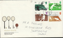 Great Britain   .   1977   .  "Racket Sports"   .   First Day Cover - 4 Stamps - 1971-1980 Decimal Issues