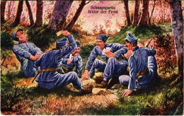 T2/T3 1915 Schnapspartie Hinter Der Front / WWI Austro-Hungarian K.u.K. Military Art Postcard, Soldiers Playing Cards (E - Sin Clasificación