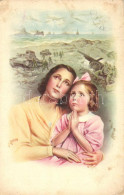 T2/T3 WWII Military Card, Cannon, Tank, Praying Mother And Daughter, Artist Signed (EK) - Unclassified
