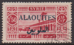 Alaouites 28b Oblitéré Variété Surcharge En Bleu Noir - Other & Unclassified