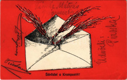 T2/T3 Üdvözlet A Krampusztól! Virgács Borítékban. C.H.W. VIII/2. 2501-19. / Krampus Greeting, Birch In Envelope (EK) - Ohne Zuordnung