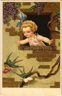 T2/T3 1930 Gyerekszerelem. Olasz Művészlap / Children Love. Italian Art Postcard. Degami 2223. S: V. Castelli (EK) - Non Classés