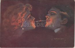 T2 Italian Art Postcard, Romantic Couple, Cigarette S: Usabal - Unclassified