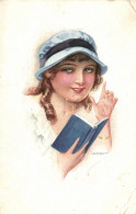 T2/T3 Italian Art Postcard, Reading Lady, "Erkal" Künstler-serie 308/4. S: Usabal (EK) - Unclassified