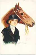 T2/T3 Lady Jockey; Art Deco Italian Postcard S: Nanni - Non Classificati