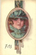 ** T2/T3 Italian Art Postcard, Lady With Hat In Frame S: G. Malugany (EK) - Non Classificati