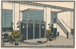 * T3 1915 Graben Kaffee Wien / Café Interior In Vienna, Wiener Werkstätte Style Art Postcard (Rb) - Ohne Zuordnung