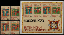 BIOT 1973 - Mi-Nr. 50-53 & Block 1 ** - MNH - Ostern / Eastern - Territorio Britannico Dell'Oceano Indiano