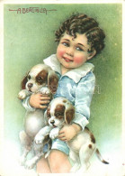 ** T3 Boy With Puppies S: Bertiglia (small Tear) - Unclassified