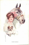 T2 Good Friends / Lady With Dog And Horse, Minerva Series No. 686/5. S: Court Barber - Unclassified