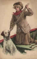 T2/T3 Fellow Sports / Rowing Lady With Dog, The Knapp Co. H. Import No. 302-9. S: Lester Ralph (EK) - Unclassified