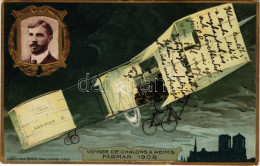 T2/T3 1911 Voyage De Chalons A Reims Farman 1908. Collection Éditée Par Lefévre-Utile / Henri Farman Repülőgépe, Domborn - Non Classés