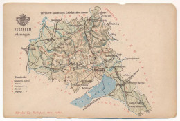 ** T3/T4 Veszprém Vármegye Térképe. Kiadja Károlyi Gy. / Map Of Veszprém County (szakadások / Tears) - Unclassified