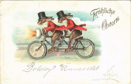 T2/T3 1900 Húsvéti üdvözlet! Kerékpáros Nyulak / Fröhlichte Ostern / Easter Greeting, Rabbits On Tandem Bicycle. E.A. Sc - Unclassified