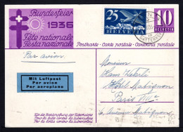 SCHWEIZ, Bundesfeierpostkarte 1936, Gestempelt - Cartas & Documentos