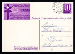 SCHWEIZ, Bundesfeierpostkarte 1936, Gestempelt - Briefe U. Dokumente