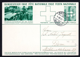 SCHWEIZ, Bundesfeierpostkarte 1932, Gestempelt - Cartas & Documentos