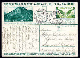 SCHWEIZ, Bundesfeierpostkarte 1931, Gestempelt - Briefe U. Dokumente