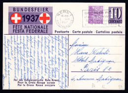 SCHWEIZ, Bundesfeierpostkarte 1937, Gestempelt - Cartas & Documentos