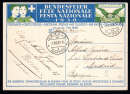 SCHWEIZ, Bundesfeierpostkarte 1930, Gestempelt - Lettres & Documents