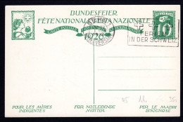 SCHWEIZ, Bundesfeierpostkarte 1926, Gestempelt - Covers & Documents