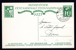 SCHWEIZ, Bundesfeierpostkarte 1927, Gestempelt - Cartas & Documentos