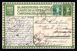 SCHWEIZ, Bundesfeierpostkarte 1911, Gestempelt - Brieven En Documenten