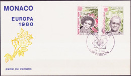 Europa CEPT 1980 Monaco FDC1 Y&T N°1224 à 1225 - Michel N°1421A à 1422A - 1980