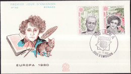 Europa CEPT 1980 Monaco FDC2 Y&T N°1224 à 1225 - Michel N°1421A à 1422A - 1980