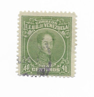 VENEZUELA 1915 SIMON BOLIVAR MILITARY HISTORY 40 CENTS GREEN SCOTT 264 MICHEL 100 USED - Venezuela