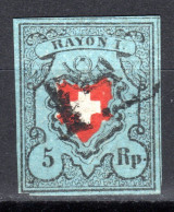 SCHWEIZ, 1850 Rayon I Blau, Ohne Kreuzeinfassung, Gestempelt - 1843-1852 Timbres Cantonaux Et  Fédéraux