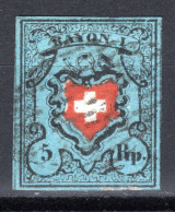 SCHWEIZ, 1850 Rayon I Blau, Ohne Kreuzeinfassung, Gestempelt - 1843-1852 Federal & Cantonal Stamps