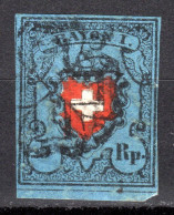 SCHWEIZ, 1850 Rayon I Blau, Mit Kreuzeinfassung, Gestempelt - 1843-1852 Kantonalmarken Und Bundesmarken