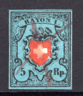 SCHWEIZ, 1850 Rayon I, Blau, Gestempelt - 1843-1852 Federale & Kantonnale Postzegels