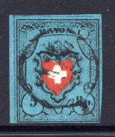 SCHWEIZ, 1850 Rayon I, Blau, Gestempelt - 1843-1852 Correos Federales Y Cantonales