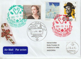 Happy Christmas, 2023,  From Christmas Island (Canada)  Letter To Andorra (Principality) - Storia Postale