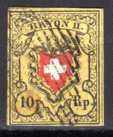 SCHWEIZ, 1850 Rayon II Gelb, Gestempelt - 1843-1852 Federale & Kantonnale Postzegels