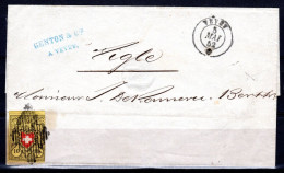 SCHWEIZ, 1850 Rayon II Gelb, Auf Brief - 1843-1852 Kantonalmarken Und Bundesmarken