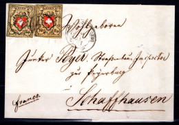 SCHWEIZ, 1850 Rayon II Gelb, 2x Auf Brief - 1843-1852 Timbres Cantonaux Et  Fédéraux