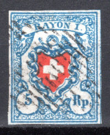 SCHWEIZ, 1851 Rayon I Hellblau, Gestempelt - 1843-1852 Kantonalmarken Und Bundesmarken